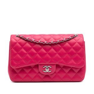 Pre Loved chanel Classic Flap Bag 255 Quilted Leather Women Pink Shoulder Bag